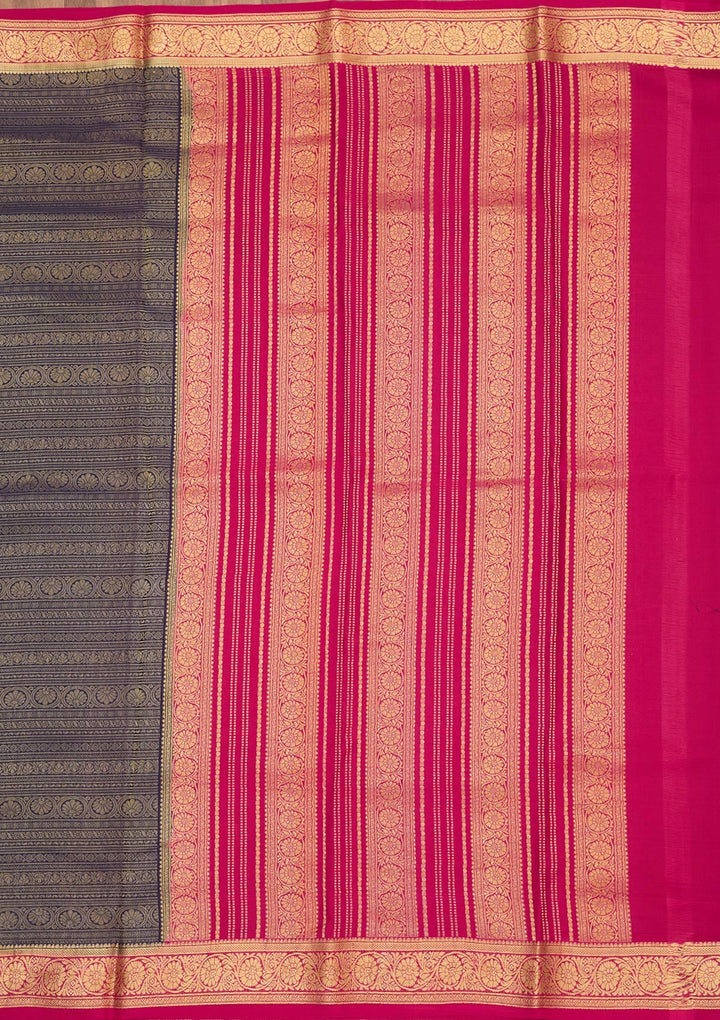 Grey Zariwork Pure Crepe Silk Saree-Koskii