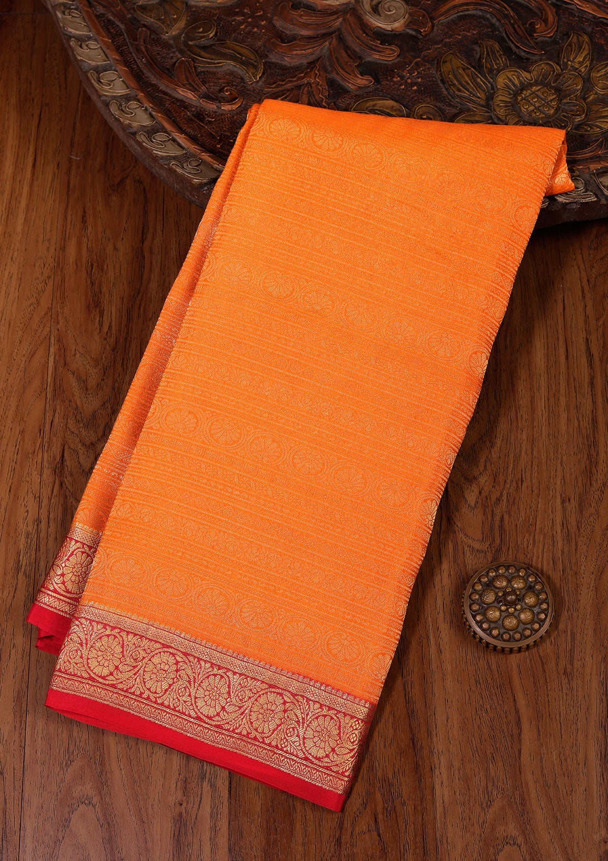 Mustard Zariwork Pure Crepe Silk Saree-koskii