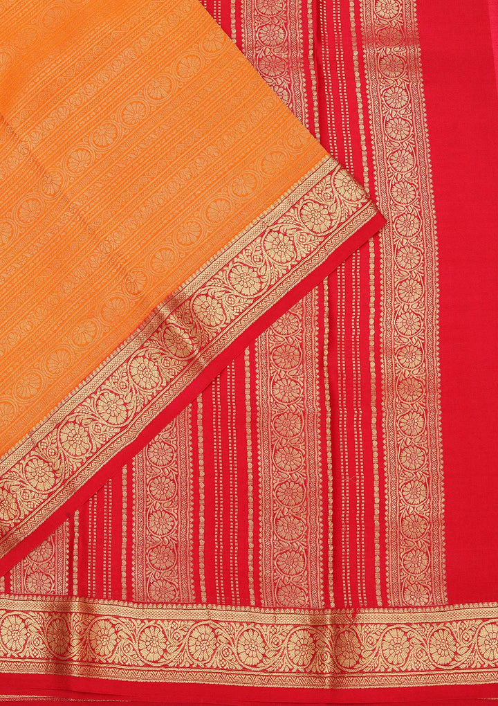 Mustard Zariwork Pure Crepe Silk Saree_koskii