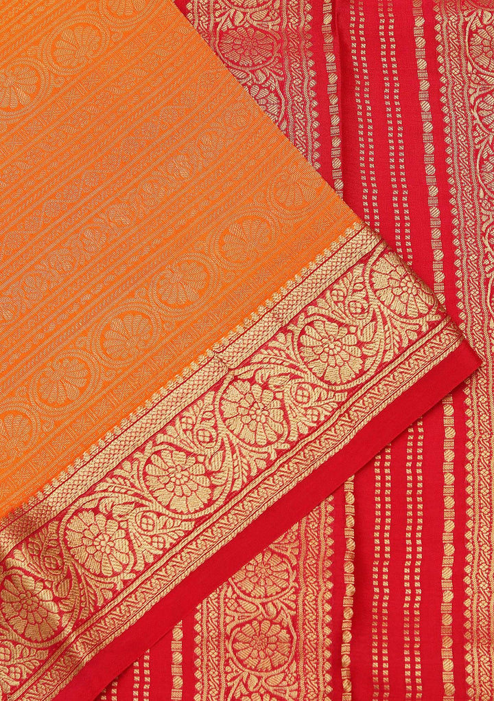Mustard Zariwork Pure Crepe Silk Saree_koskii