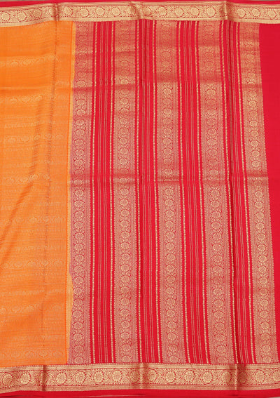 Mustard Zariwork Pure Crepe Silk Saree-koskii