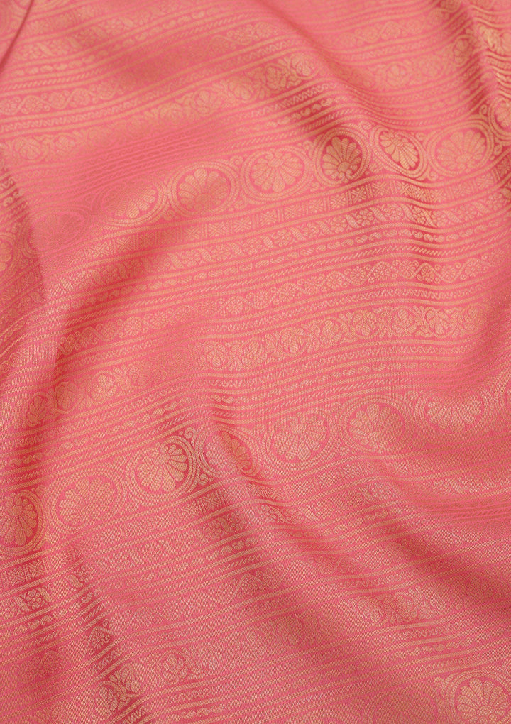 Peach Zariwork Pure Crepe Silk Saree-Koskii