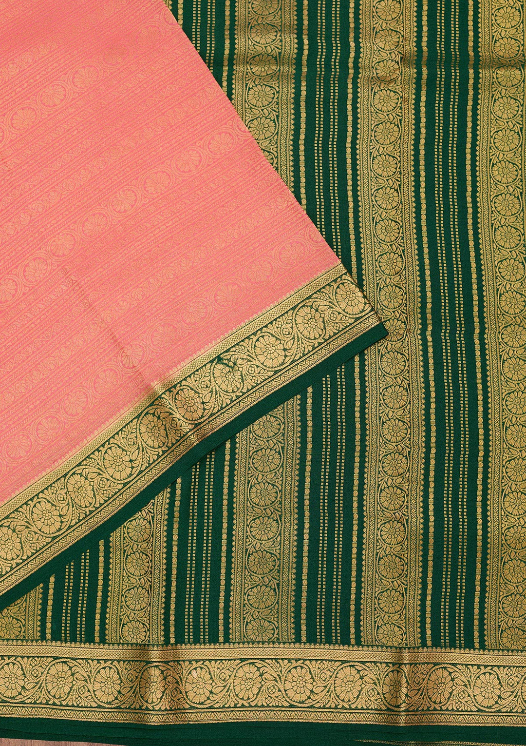Peach Zariwork Pure Crepe Silk Saree-Koskii