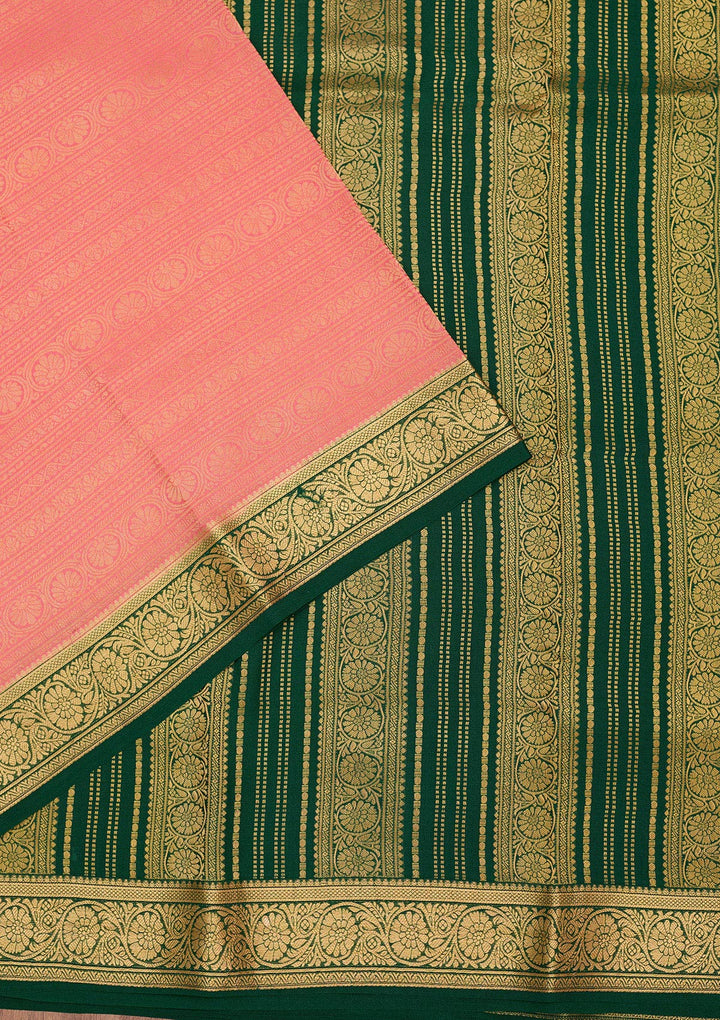 Peach Zariwork Pure Crepe Silk Saree-Koskii