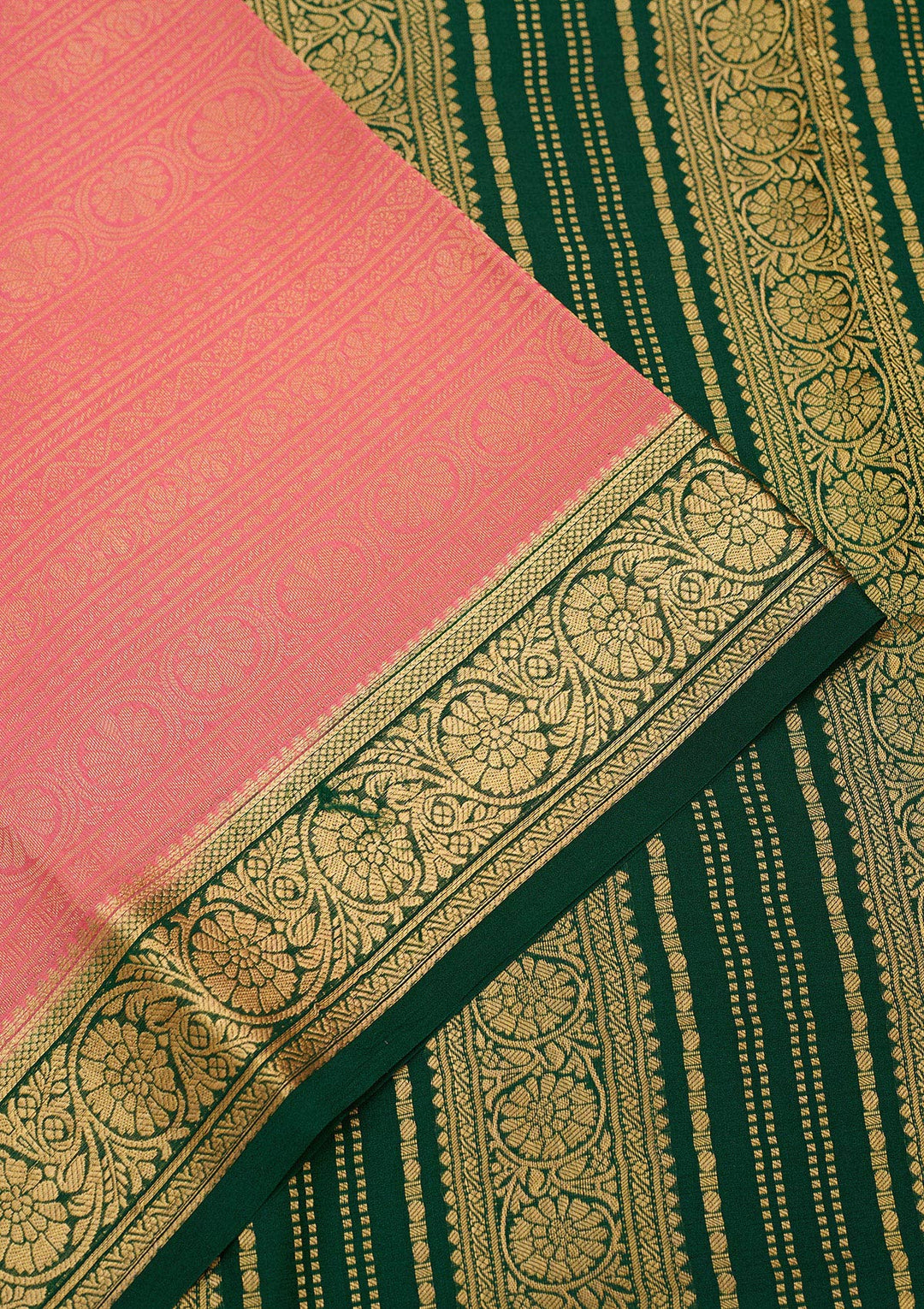 Peach Zariwork Pure Crepe Silk Saree-Koskii