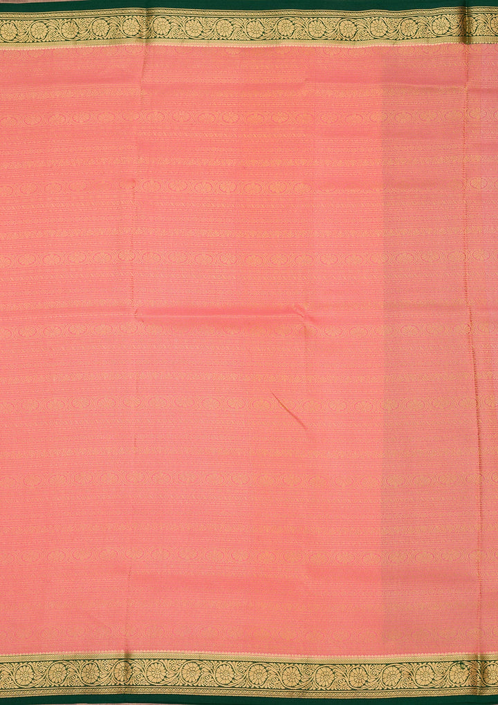 Peach Zariwork Pure Crepe Silk Saree-Koskii