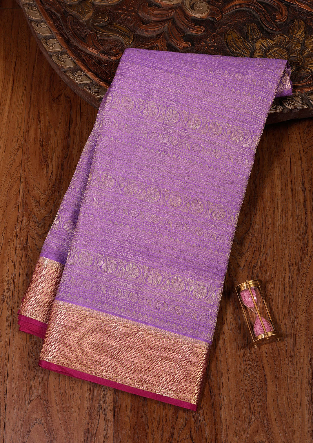 Purple Zariwork Pure Crepe Silk Saree_koskii
