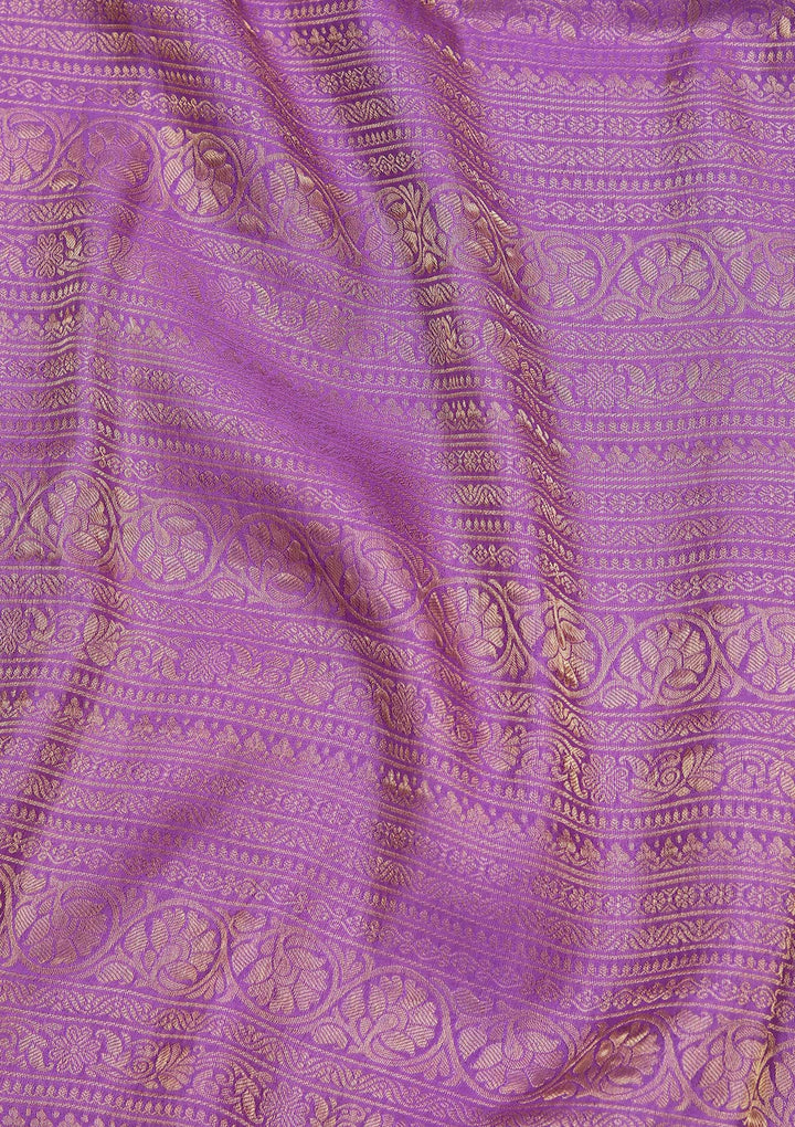 Purple Zariwork Pure Crepe Silk Saree_koskii