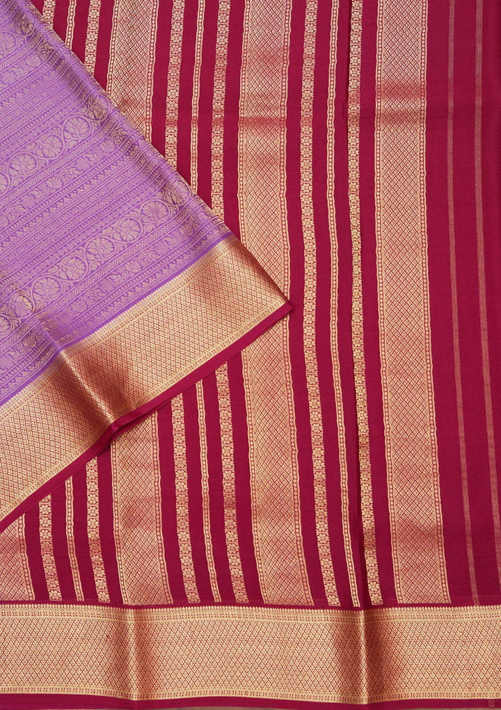 Purple Zariwork Pure Crepe Silk Saree_koskii