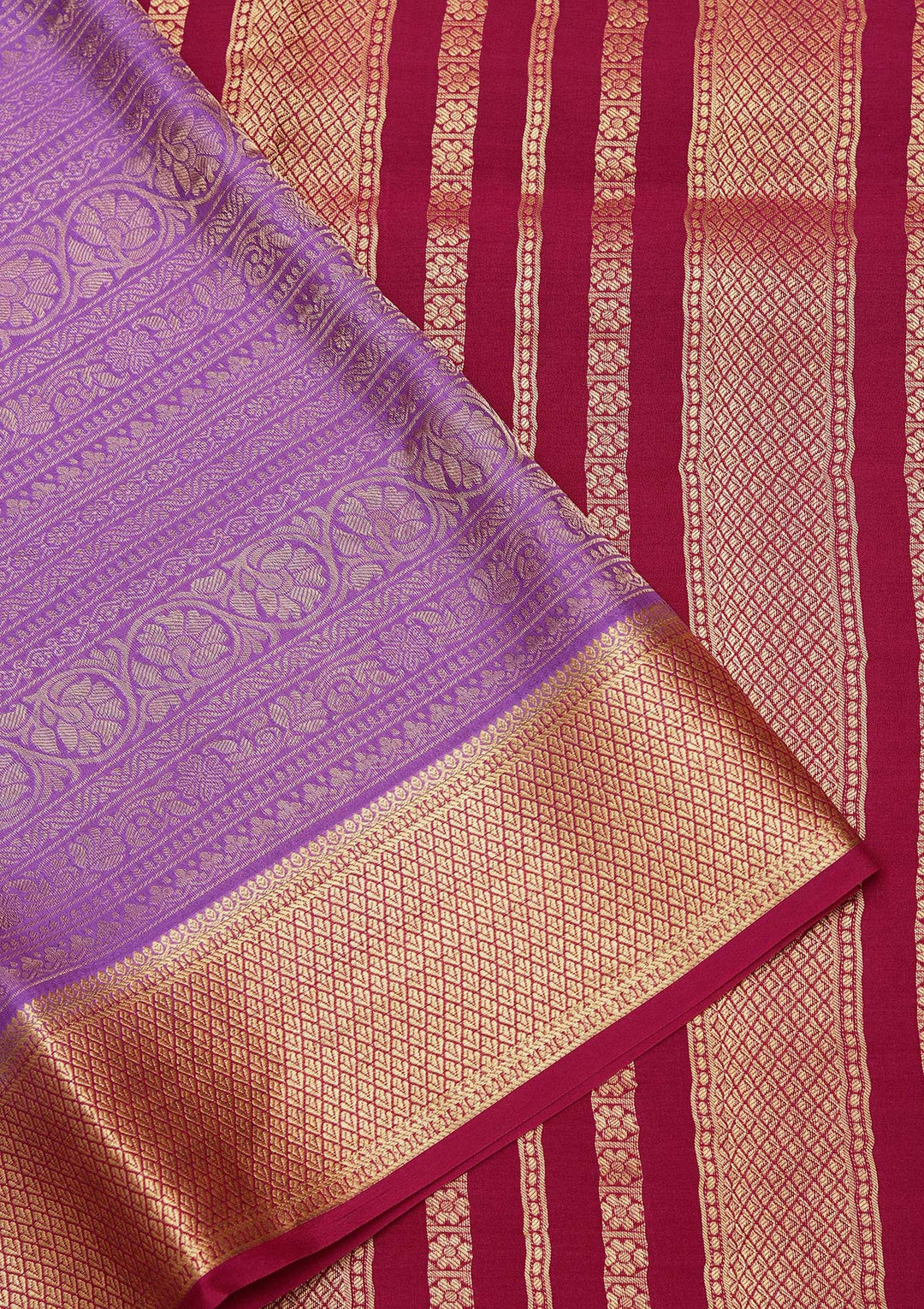Purple Zariwork Pure Crepe Silk Saree_koskii