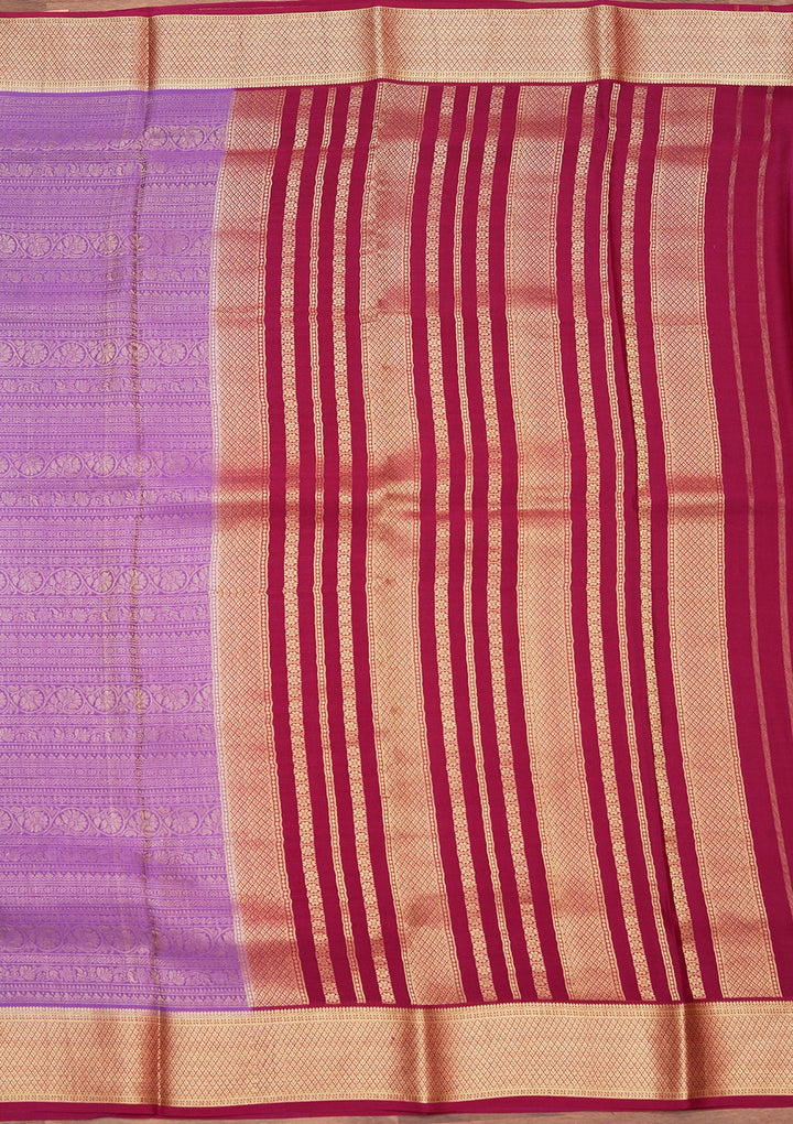 Purple Zariwork Pure Crepe Silk Saree_koskii