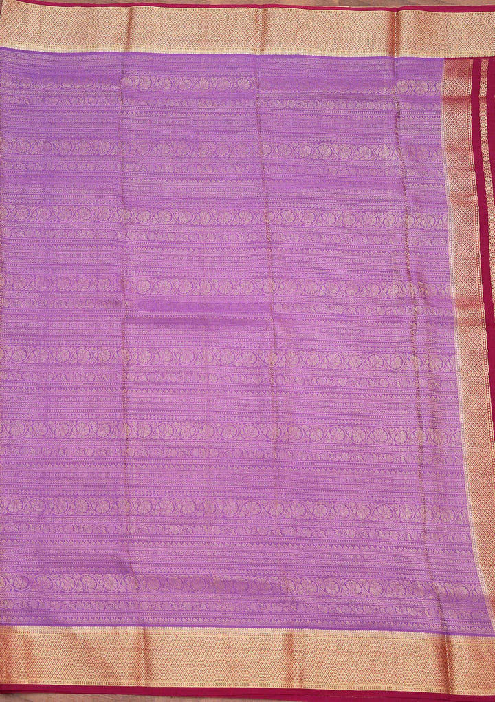 Purple Zariwork Pure Crepe Silk Saree_koskii