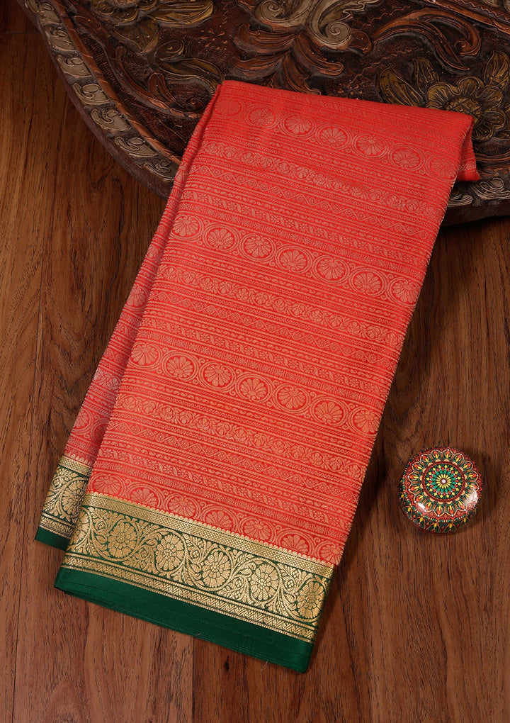 Red Zariwork Pure Crepe Silk Saree_koskii