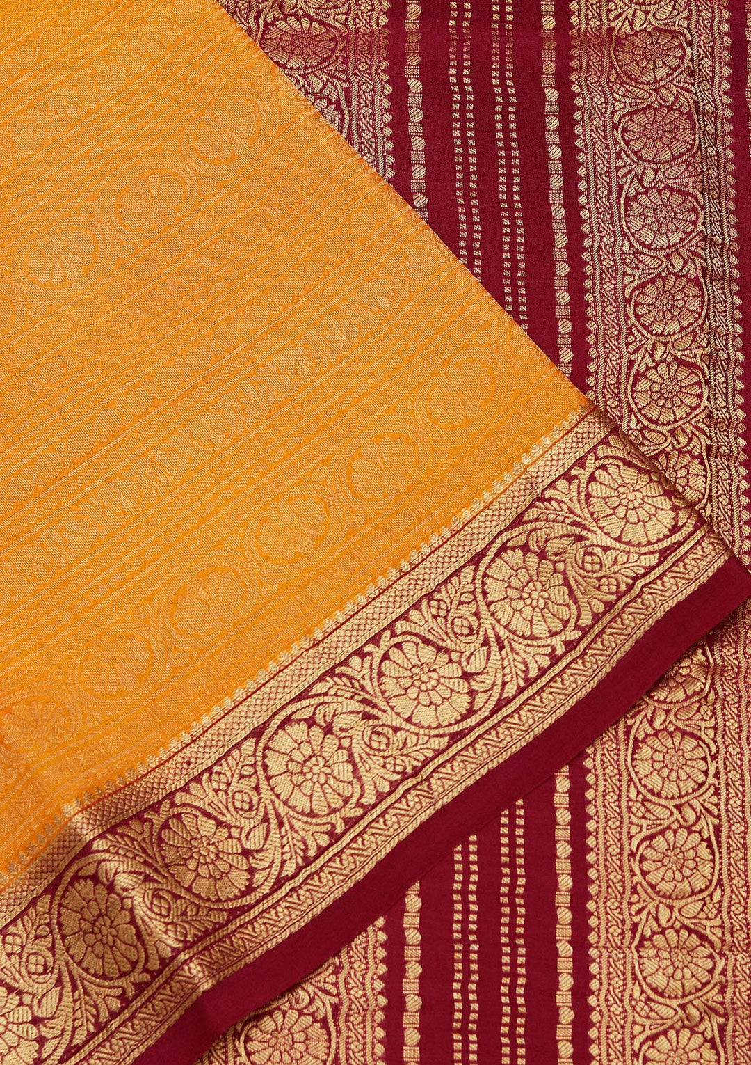 Yellow Zariwork Pure Crepe Silk_Saree_koskii