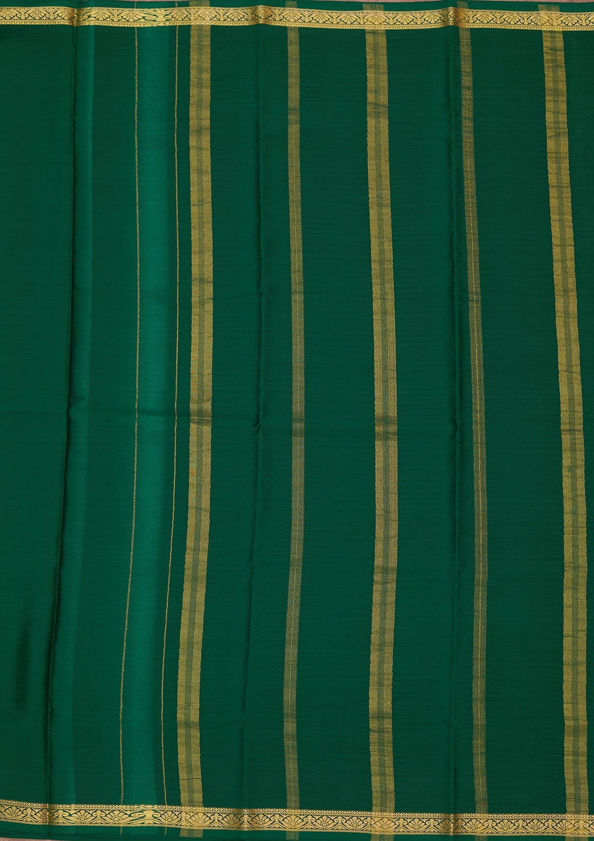 Bottle Green Zariwork Pure Crepe Silk Saree-Koskii