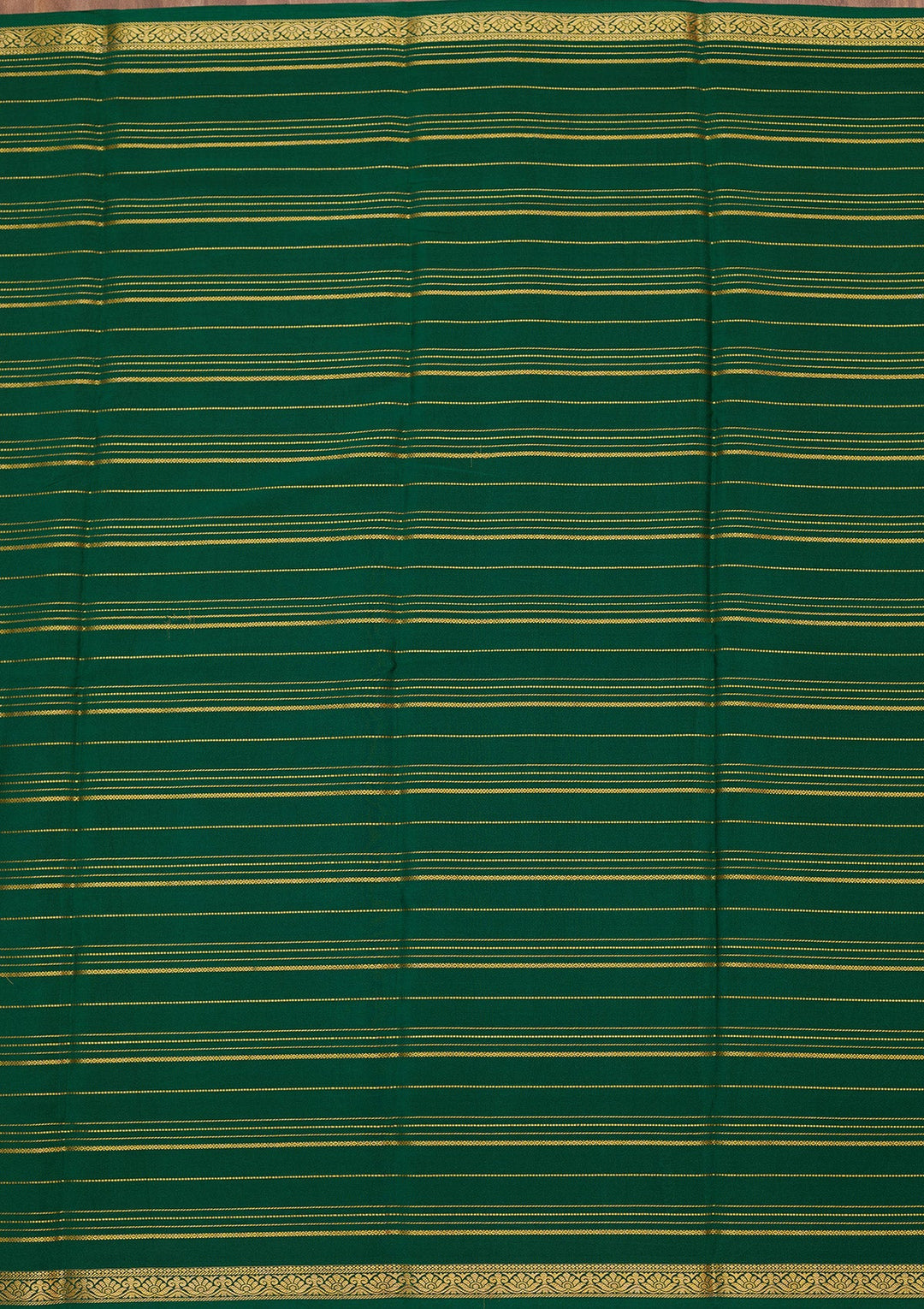 Bottle Green Zariwork Pure Crepe Silk Saree-Koskii