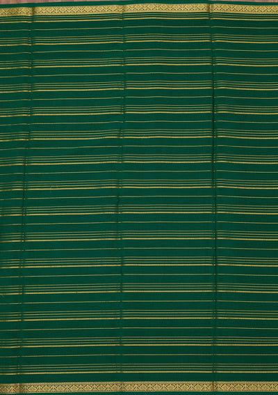 Bottle Green Zariwork Pure Crepe Silk Saree-Koskii
