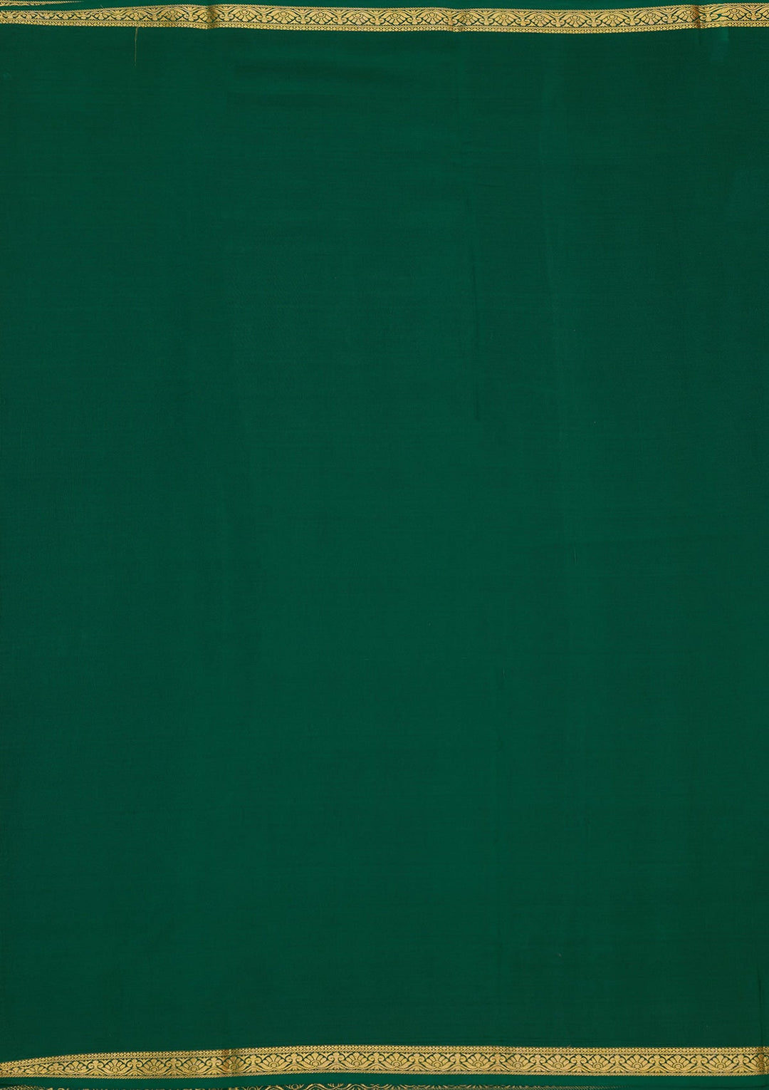 Bottle Green Zariwork Pure Crepe Silk Saree-Koskii