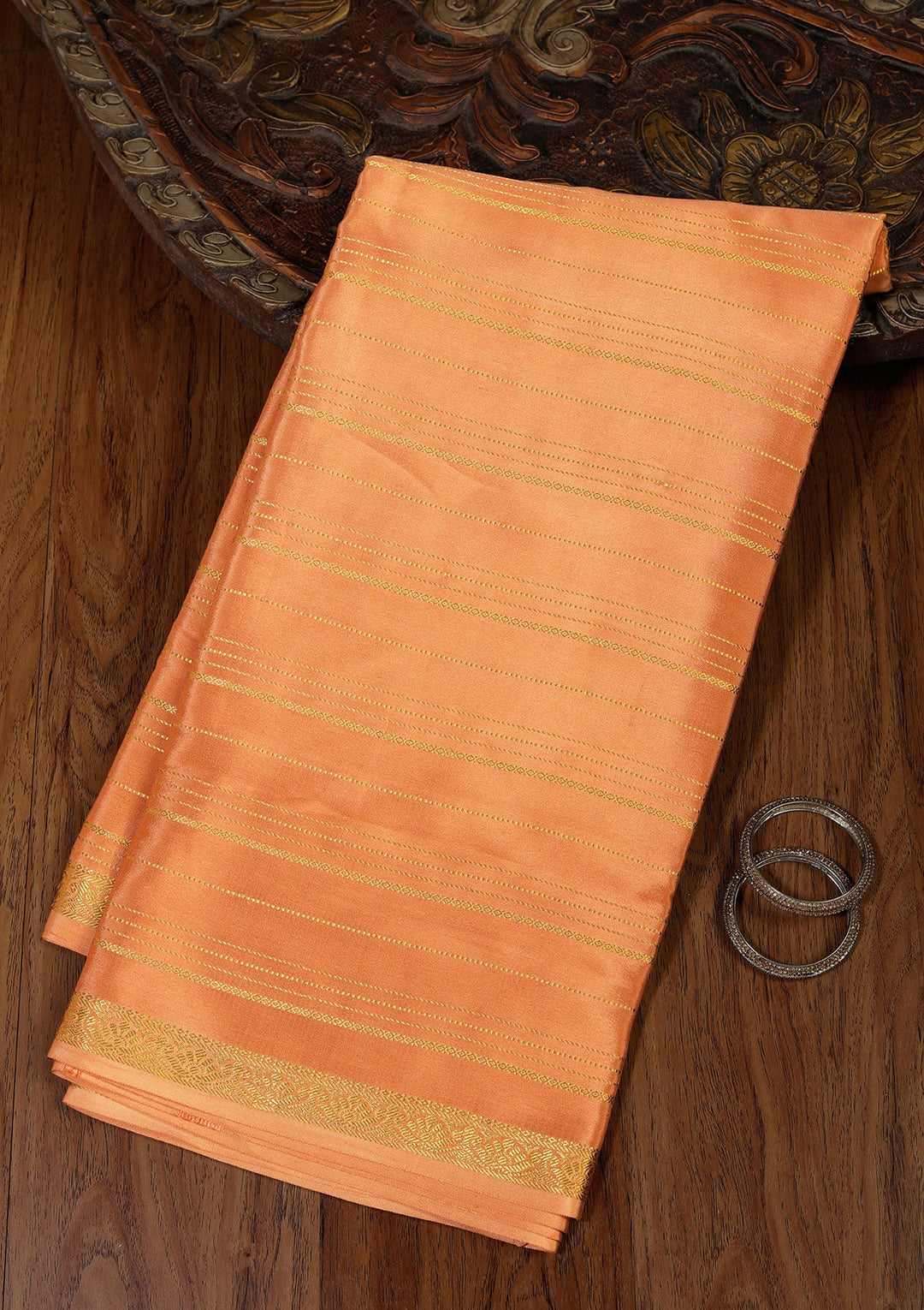 Mustard Yellow Zariwork Pure Crepe Silk Saree_koskii