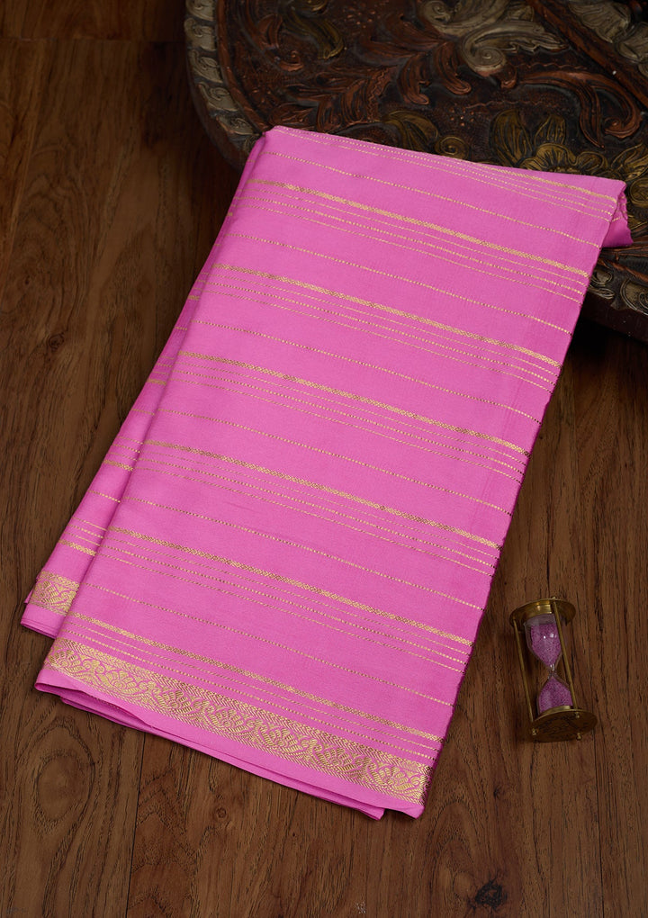Onion Pink Zariwork Pure Crepe Silk Saree-Koskii