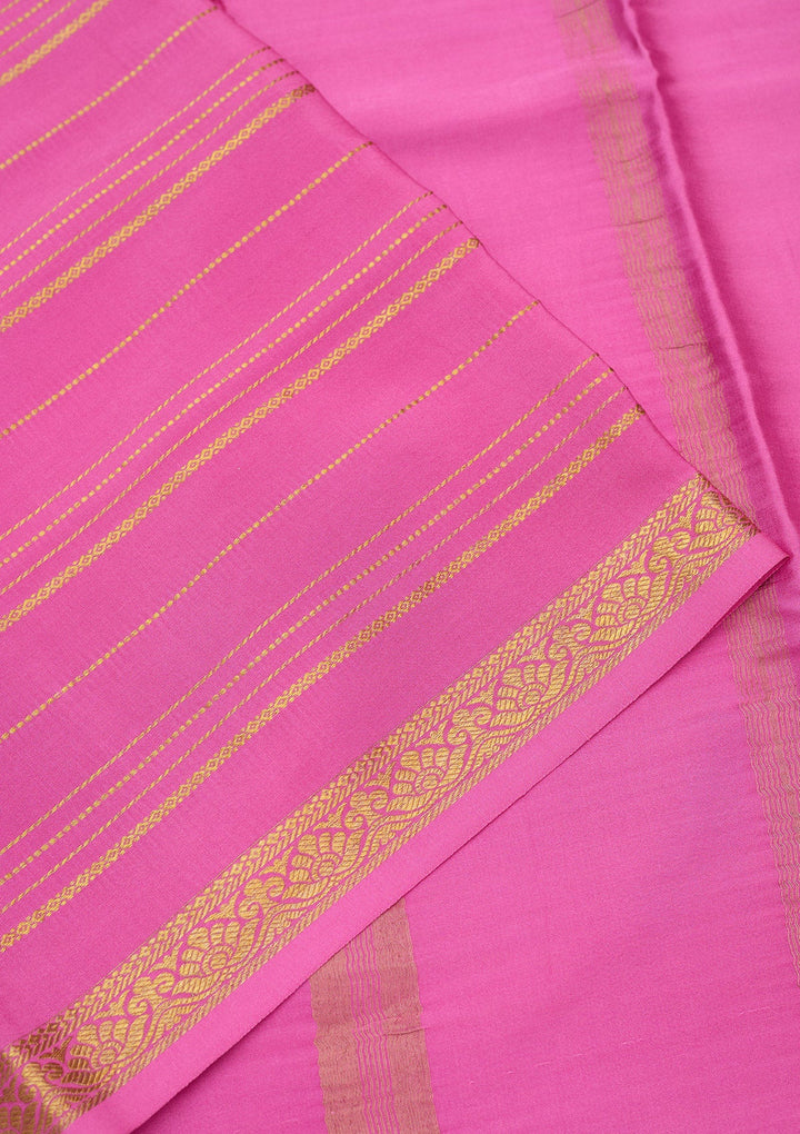 Onion Pink Zariwork Pure Crepe Silk Saree-Koskii