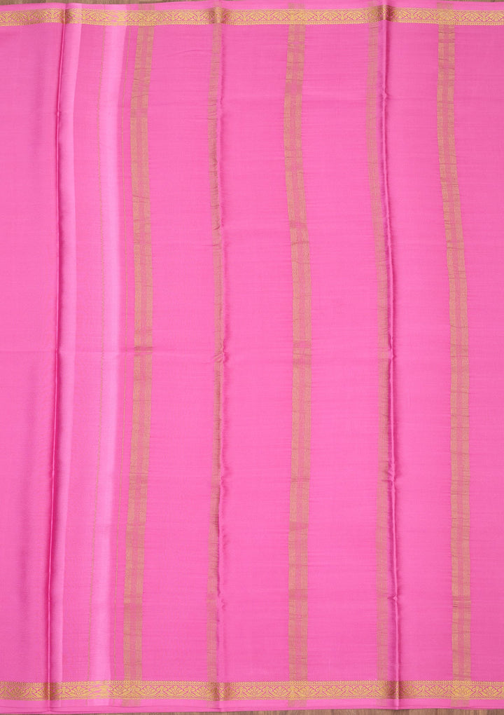 Onion Pink Zariwork Pure Crepe Silk Saree-Koskii