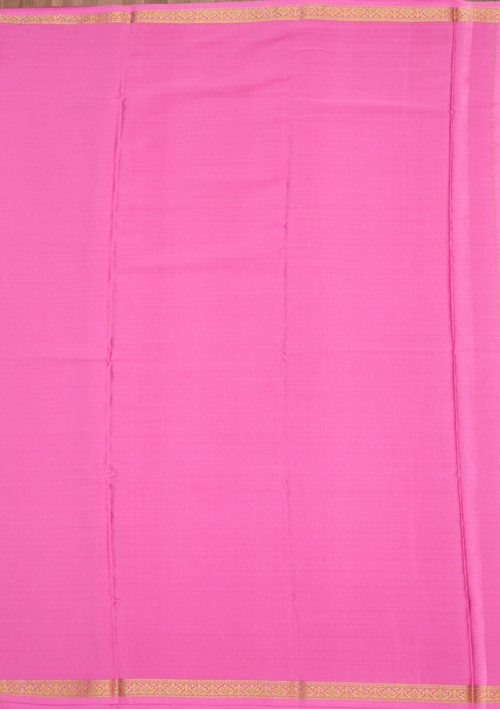 Onion Pink Zariwork Pure Crepe Silk Saree-Koskii