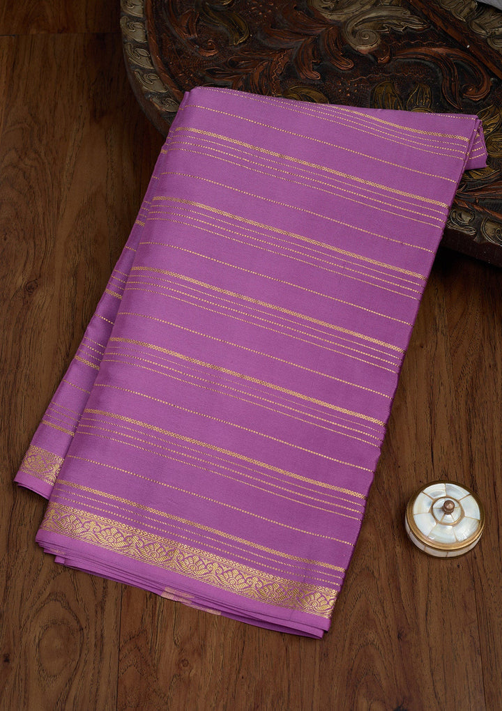 Purple Zariwork Pure Crepe Silk Saree-Koskii