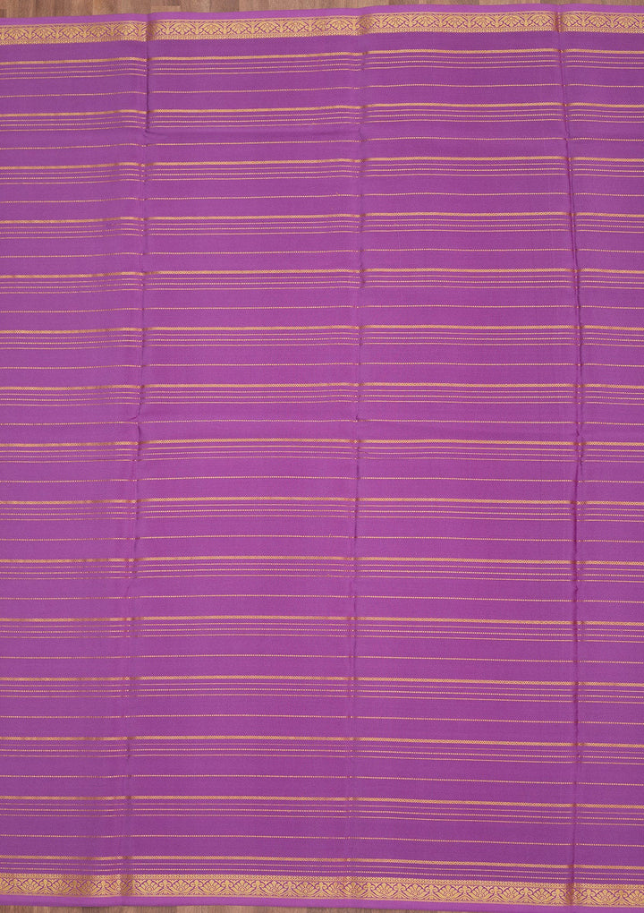 Purple Zariwork Pure Crepe Silk Saree-Koskii