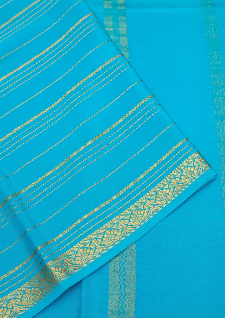 Royal Blue Zariwork Pure Crepe Silk Saree-Koskii