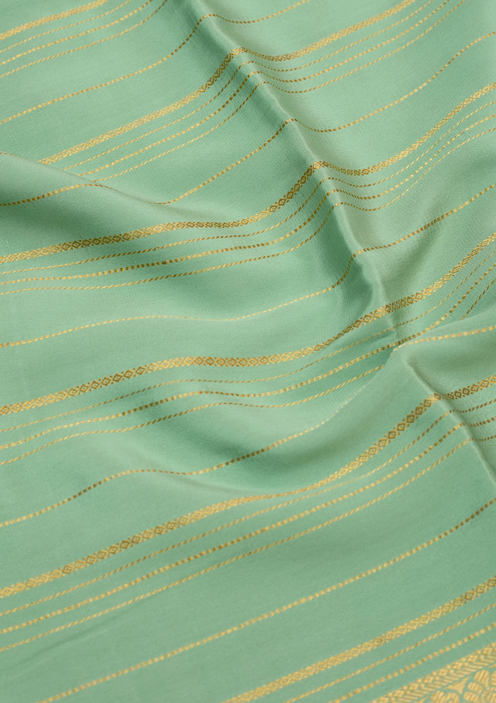 Sea Green Zariwork Pure Crepe Silk Saree-Koskii
