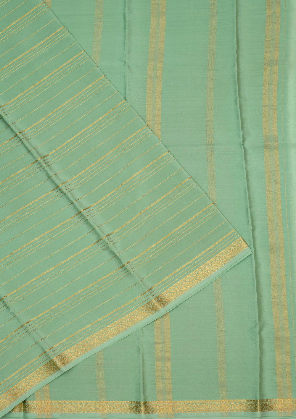 Sea Green Zariwork Pure Crepe Silk Saree-Koskii