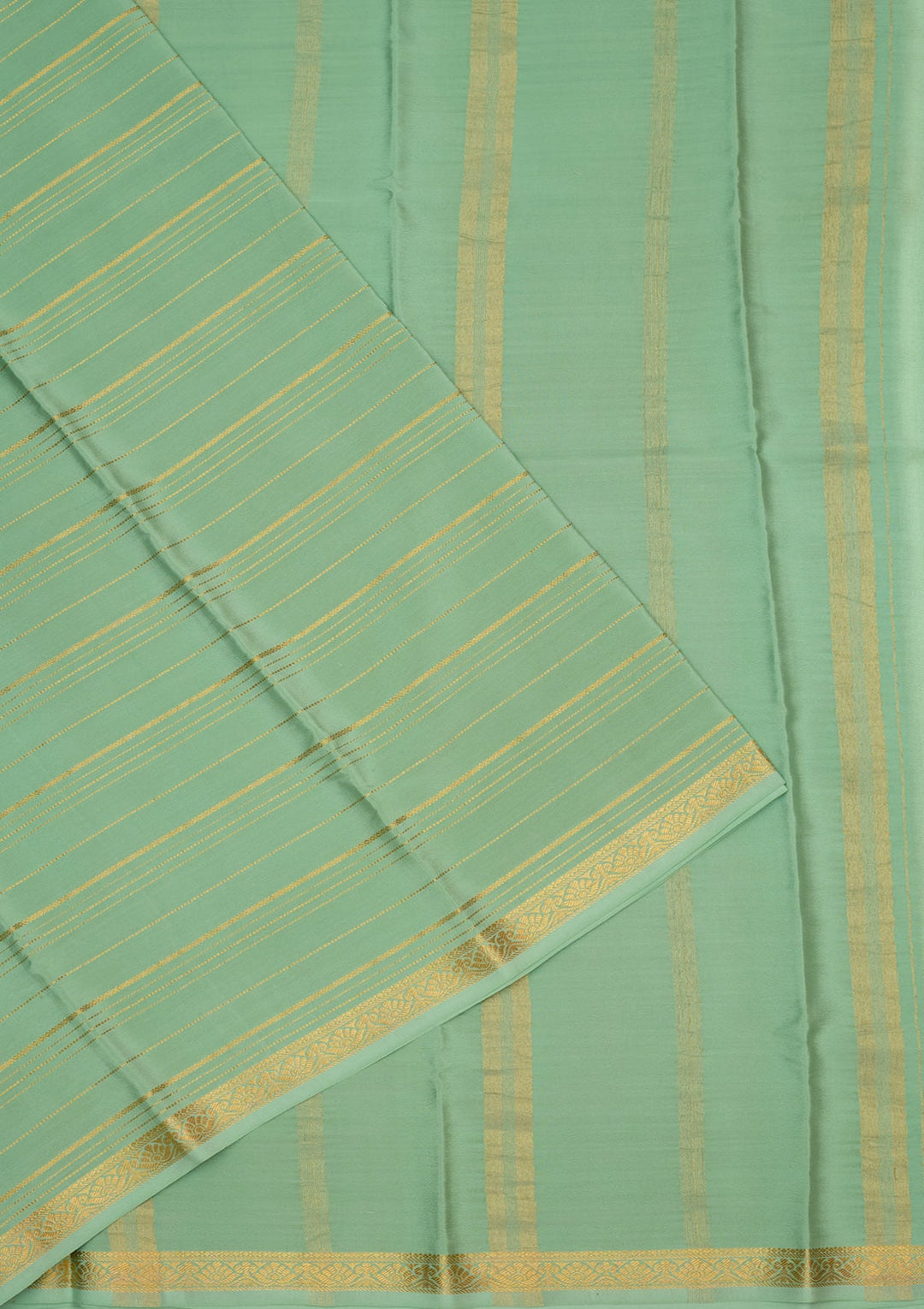 Sea Green Zariwork Pure Crepe Silk Saree-Koskii