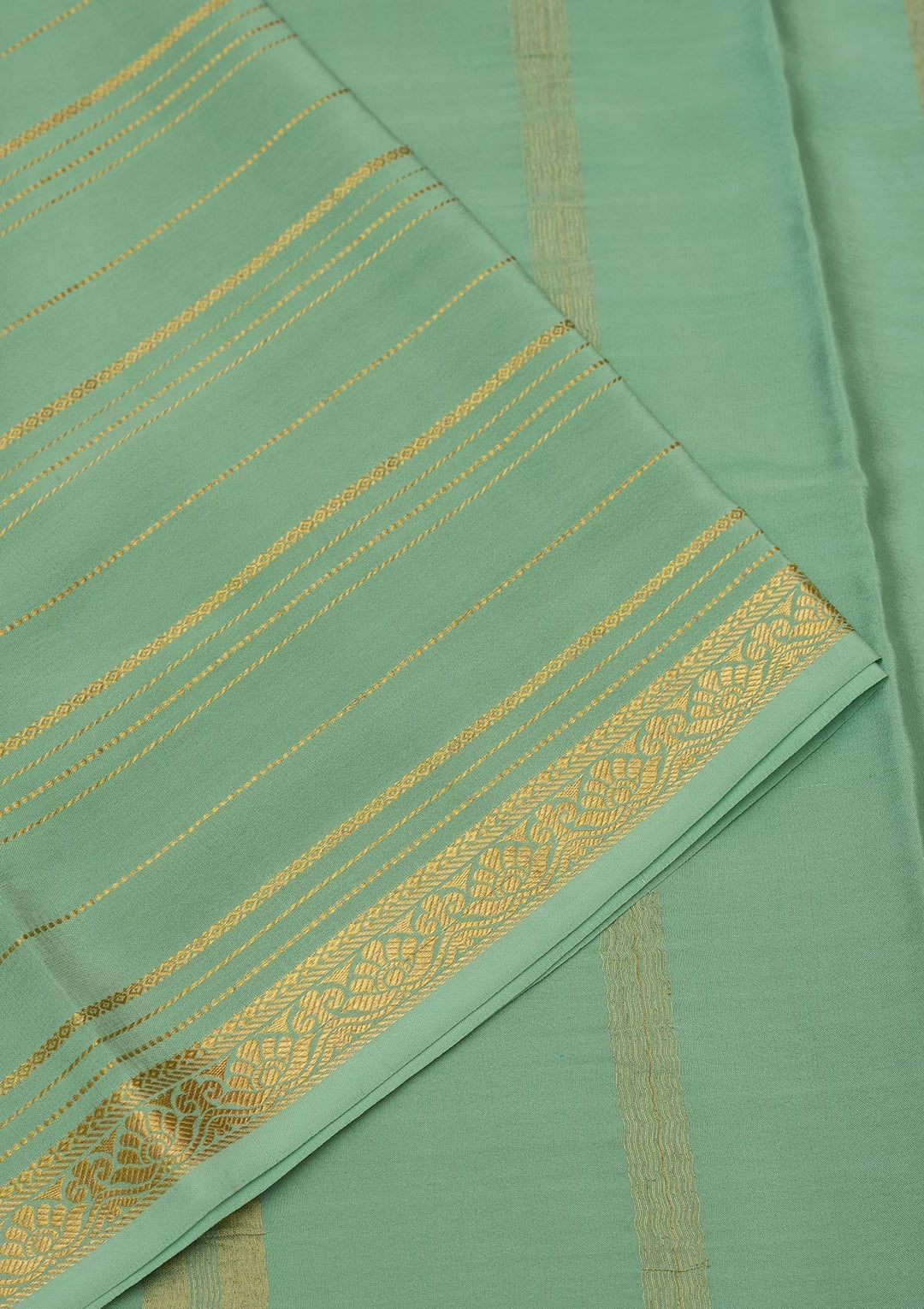 Sea Green Zariwork Pure Crepe Silk Saree-Koskii