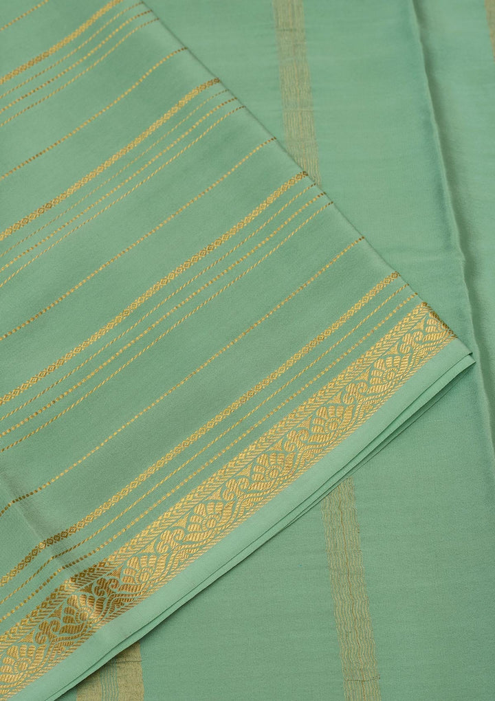 Sea Green Zariwork Pure Crepe Silk Saree-Koskii