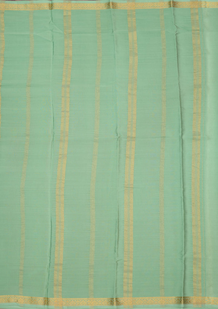 Sea Green Zariwork Pure Crepe Silk Saree-Koskii
