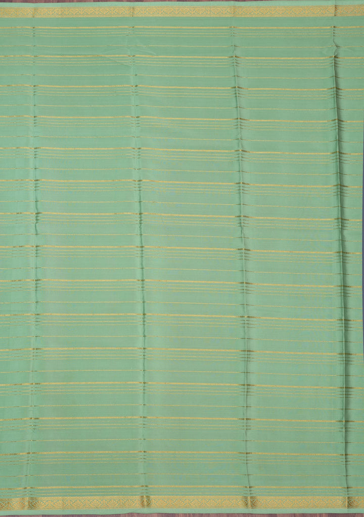 Sea Green Zariwork Pure Crepe Silk Saree-Koskii