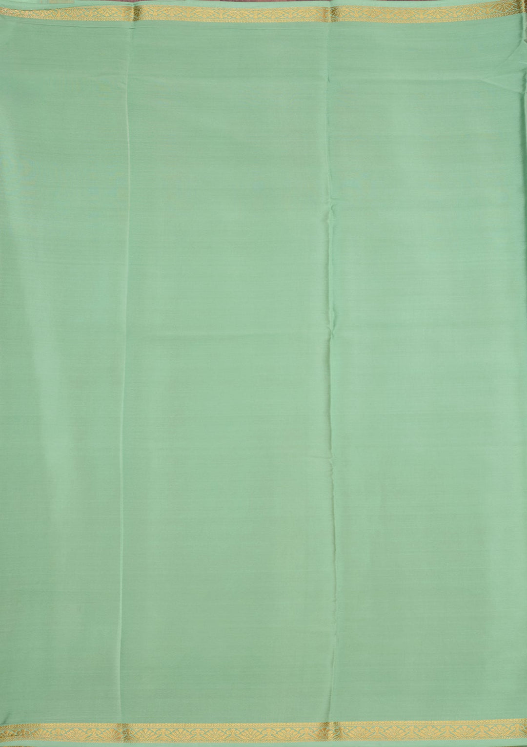 Sea Green Zariwork Pure Crepe Silk Saree-Koskii