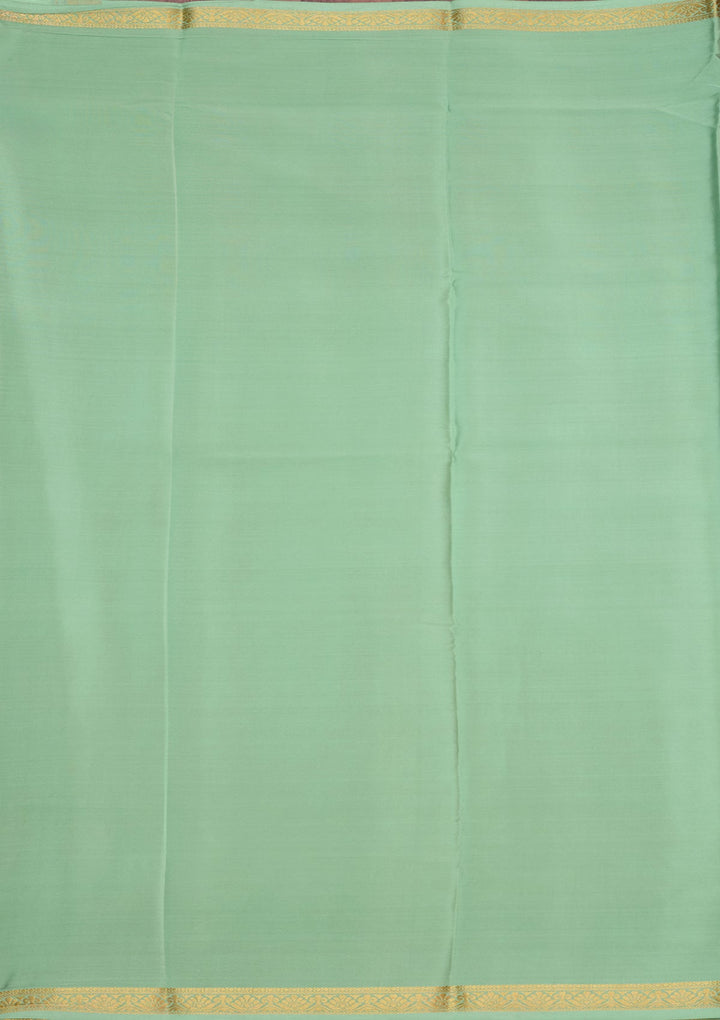 Sea Green Zariwork Pure Crepe Silk Saree-Koskii