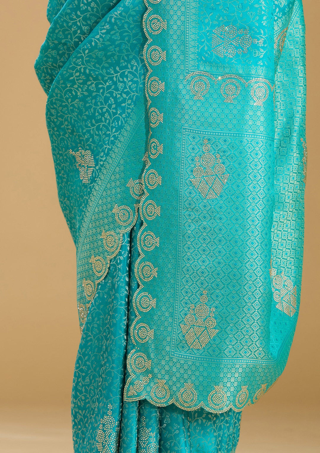 Rama Green Stonework Art Silk Saree