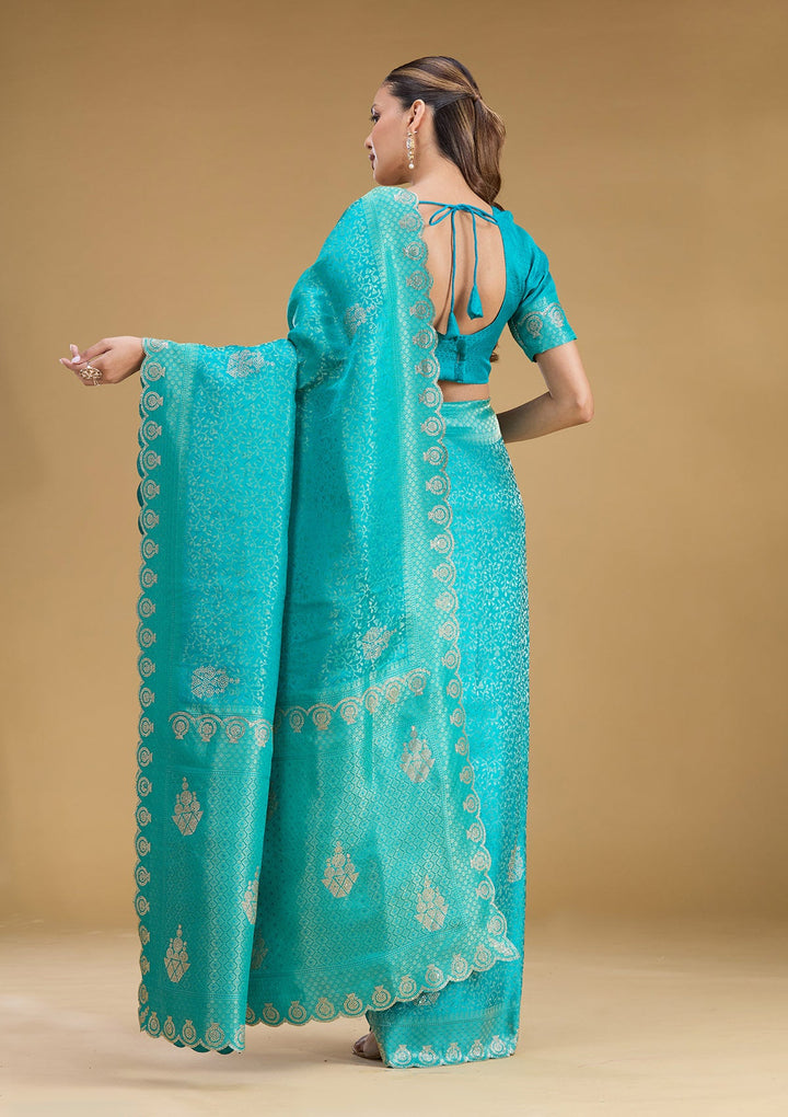 Rama Green Stonework Art Silk Saree