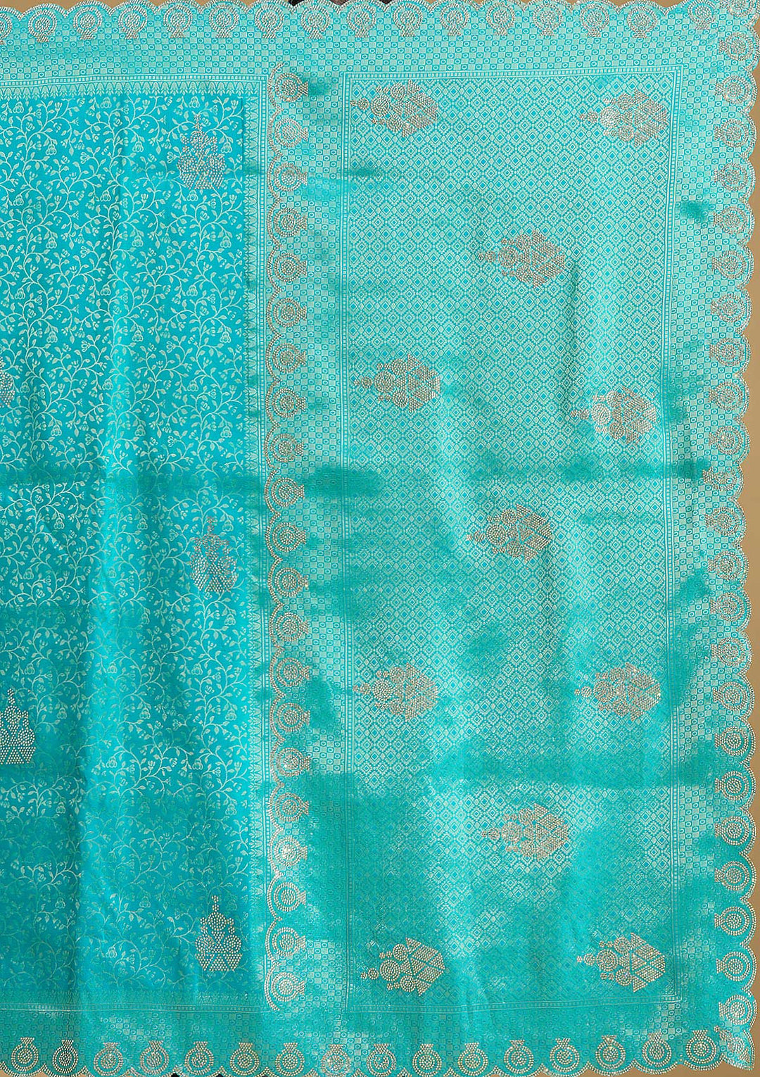 Rama Green Stonework Art Silk Saree