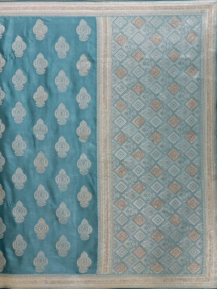 Blue Stonework (Gold) Silk Silk_Saree