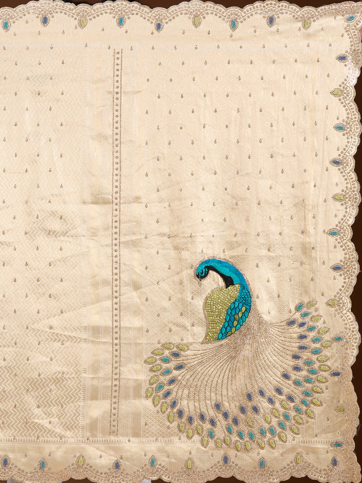 Gold Stonework (Gold) Silk Saree-Koskii