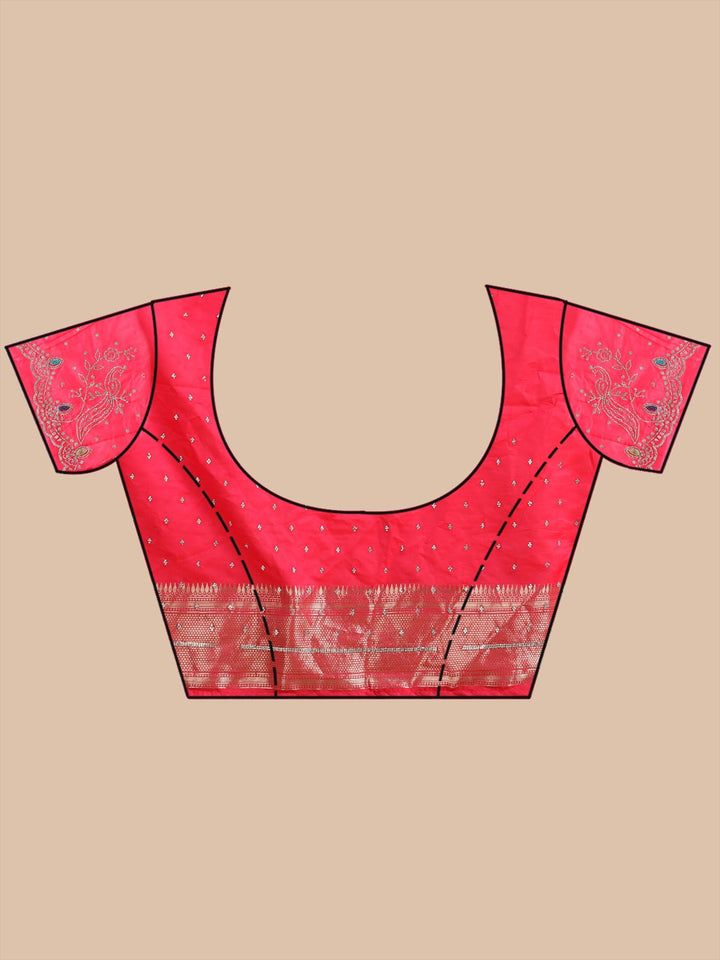 Rani Pink Stonework (Gold) Silk Silk_Saree