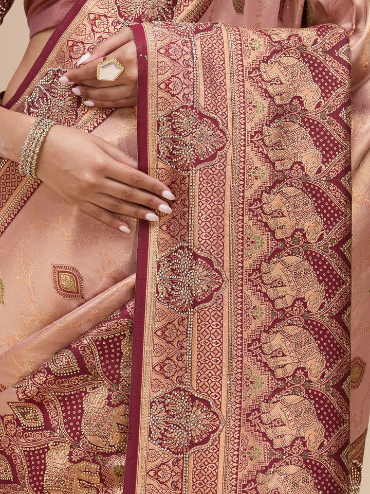 Baby Pink Aariwork Art Silk Silk_Saree