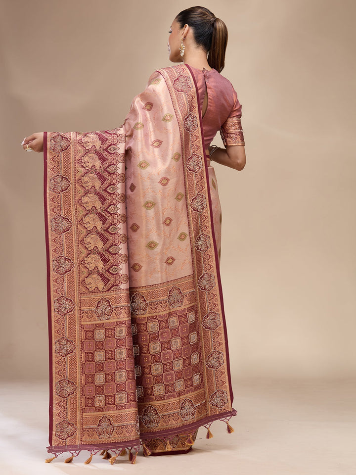 Baby Pink Aariwork Art Silk Silk_Saree