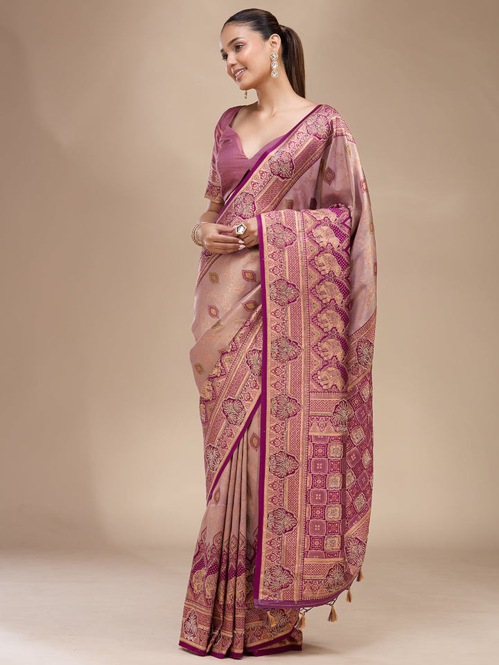 Lavender Aariwork Art Silk Silk_Saree