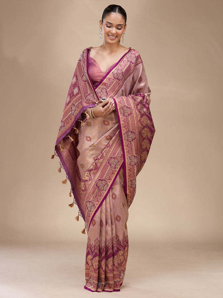 Lavender Aariwork Art Silk Silk_Saree