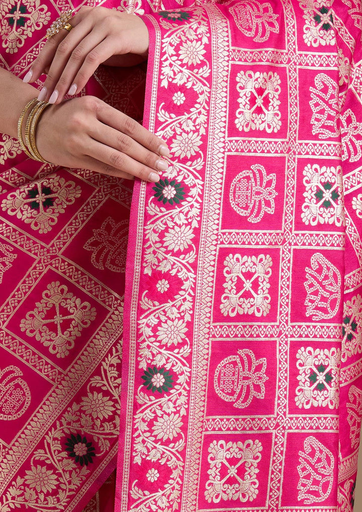 Magenta Pink Kanjivaram Silk Saree-koskii